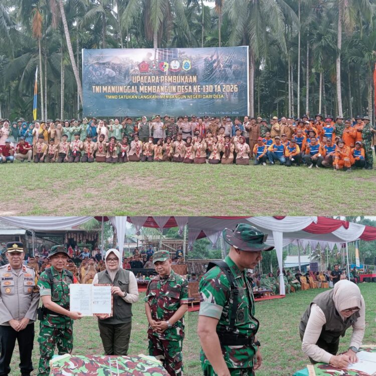 Bupati Tanjab Timur dan Dandim 0419/Tanjab Kompak Dukung Pembangunan Desa Melalui Progam TMMD ke 130