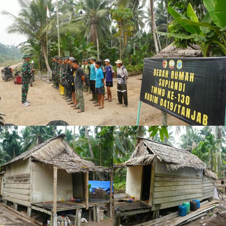 Rumah Lapuk dan Tiang Miring, Satgas TMMD 130 Desa Merbau Bersama Warga Gotong Royong Bangun Hunian Baru Supiandi