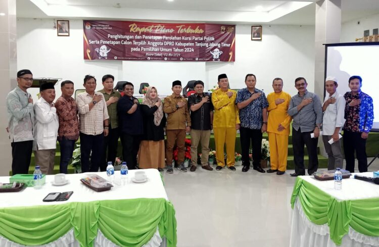 KPU Tanjab Timur Tetapkan Perolehan Kursi Parpol dan Calon Anggota DPRD Terpilih Dalam Rapat Pleno Terbuka