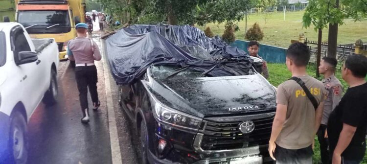 Perwira Polres Tanjabtim Meninggal Dunia Akibat Mobil yang Dikendarai Tertimpa Batang Pohon di Jalan Lintas