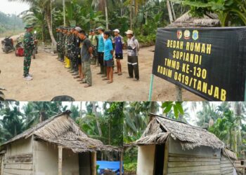 Rumah Lapuk dan Tiang Miring, Satgas TMMD 130 Desa Merbau Bersama Warga Gotong Royong Bangun Hunian Baru Supiandi
